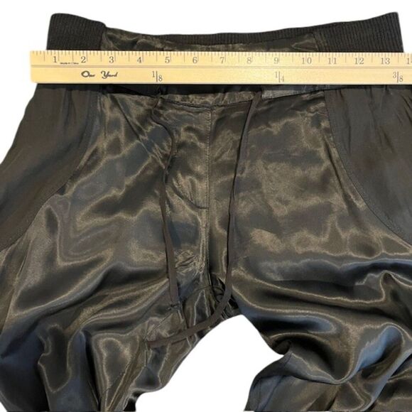 Karen Millen Satin and Crepe Pants Silky Black Tie Ankle Flowy Soft Waist Size 4 - Picture 10 of 14